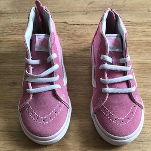 Toddler girl pink high top vans.